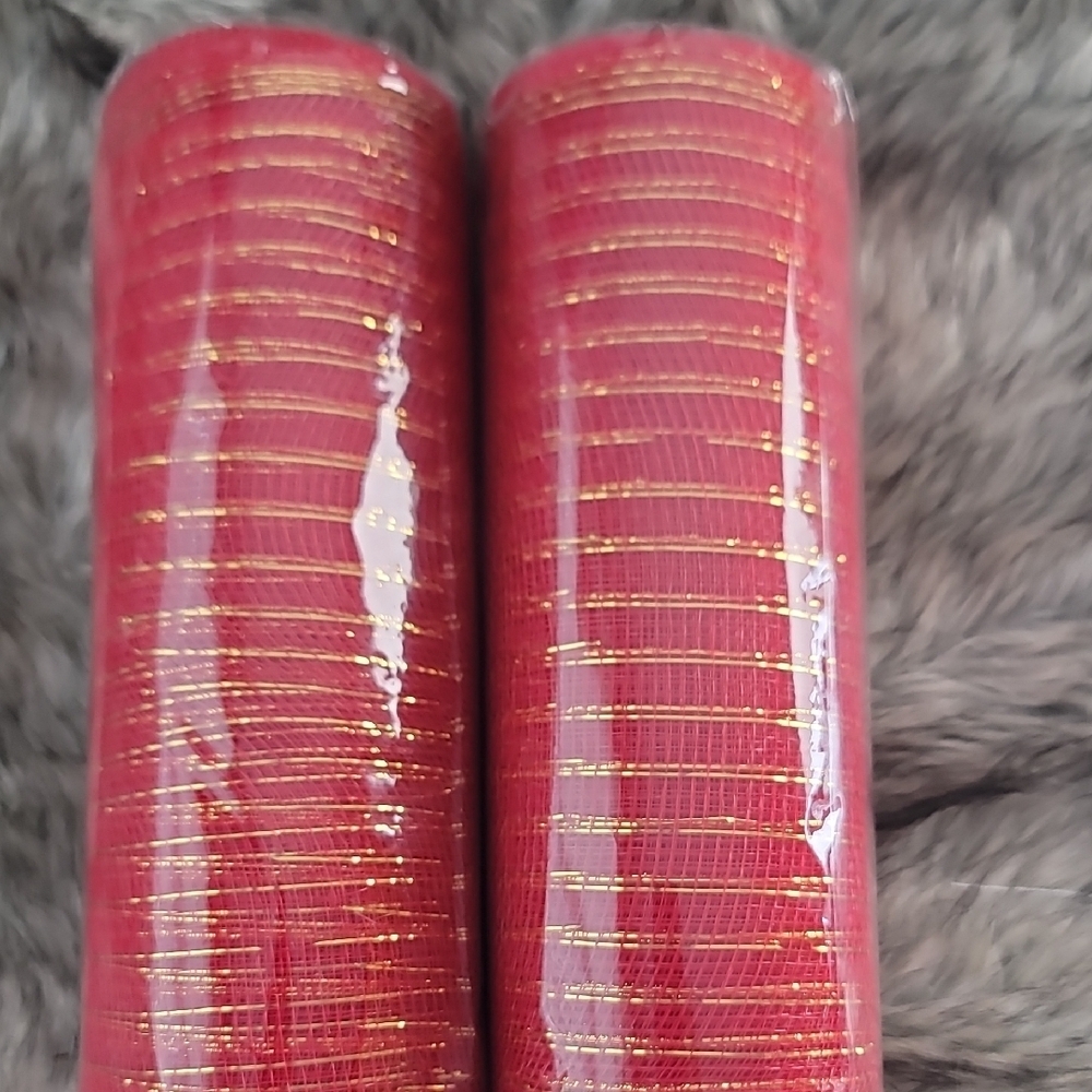 Vibrant Red and Gold Craft Mesh Rolls - Picture 5 of 5